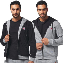 Beidseitige Besiktas Hoodie Sweatjacke in Schwarz und Grau