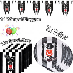 30 Teile Besiktas Partyset Servietten Teller & Banner-Wimpel Paket