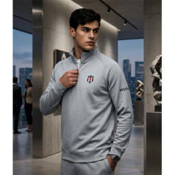 Besiktas Imperial Light Grey Quarter-Zip Sweatshirt