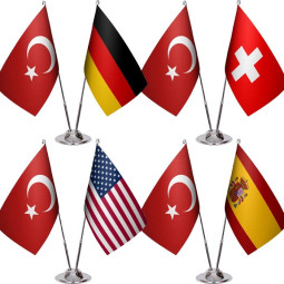 Konferenzflagge Türkei Deutschland,Schweiz USA Spanien Schreibtisch-Doppelfahne Ständer