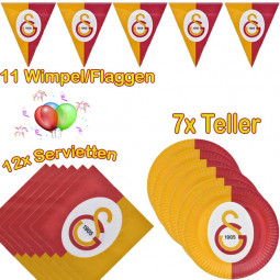 30 Teile Galatasaray Partyset Servietten Teller & Banner-Wimpel Paket