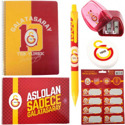 Galatasaray Radiergummi Heft Anspitzer Bleistift Aufkleber Malheft Schulset Paket