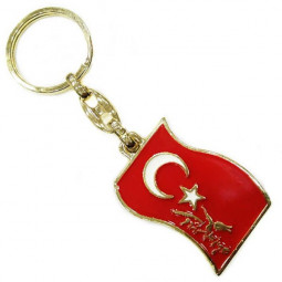 Türkei Schlüsselanhänger mit wehende Fahne EDEL Keyholder